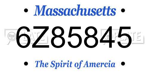 6Z85845 Massachusetts License Plate