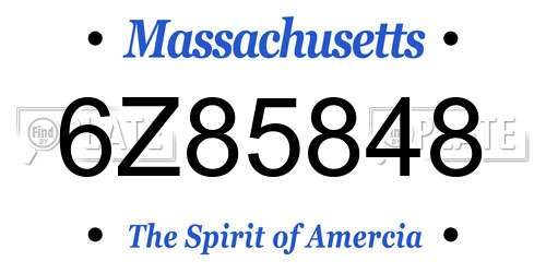 6Z85848 Massachusetts License Plate