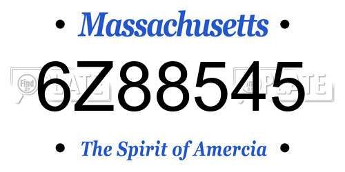 6Z88545 Massachusetts License Plate