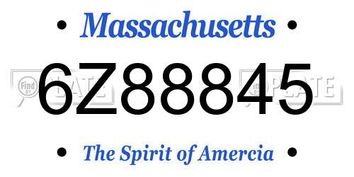 6Z88845 Massachusetts License Plate