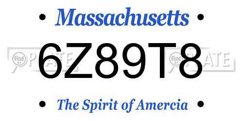 6Z89T8 Massachusetts License Plate