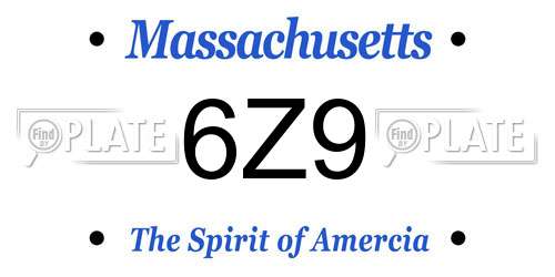 6Z9 Massachusetts License Plate