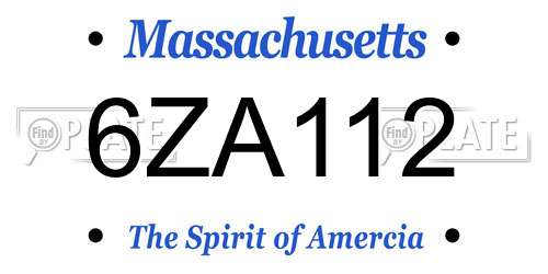 6ZA112 Massachusetts License Plate