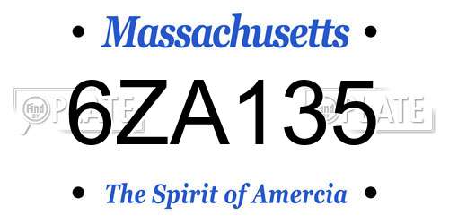 6ZA135 Massachusetts License Plate