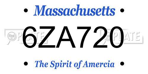 6ZA720 Massachusetts License Plate