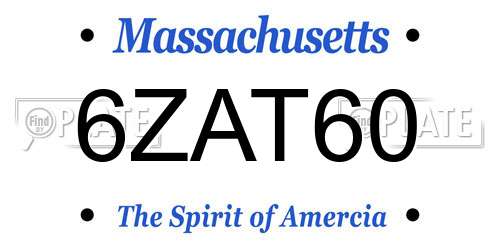 6ZAT60 Massachusetts License Plate