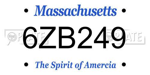 6ZB249 Massachusetts License Plate