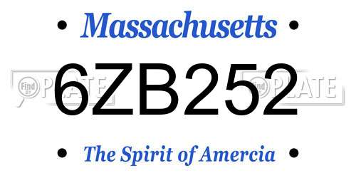 6ZB252 Massachusetts License Plate