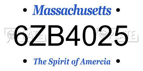 6ZB4025 Massachusetts License Plate