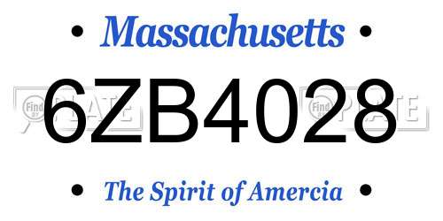 6ZB4028 Massachusetts License Plate