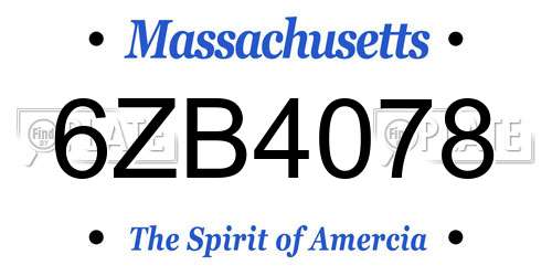 6ZB4078 Massachusetts License Plate
