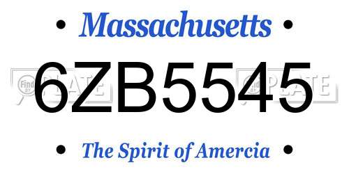 6ZB5545 Massachusetts License Plate
