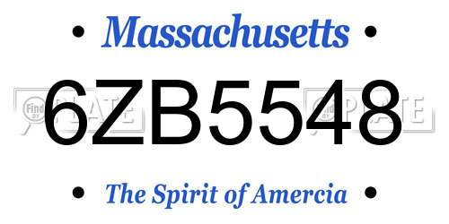 6ZB5548 Massachusetts License Plate