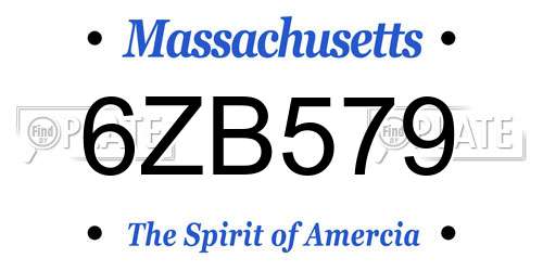 6ZB579 Massachusetts License Plate