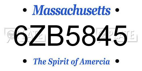 6ZB5845 Massachusetts License Plate