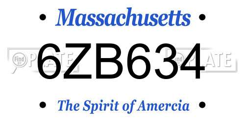 6ZB634 Massachusetts License Plate