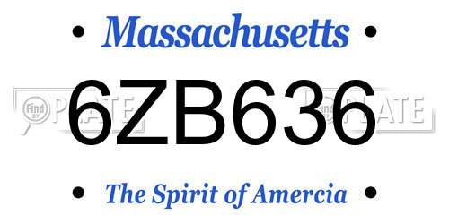 6ZB636 Massachusetts License Plate