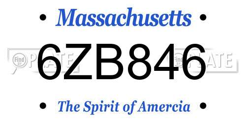 6ZB846 Massachusetts License Plate