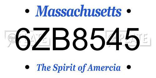 6ZB8545 Massachusetts License Plate