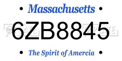 6ZB8845 Massachusetts License Plate