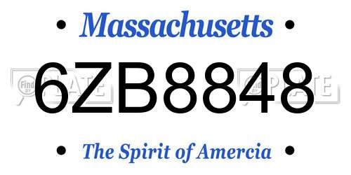 6ZB8848 Massachusetts License Plate