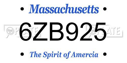 6ZB925 Massachusetts License Plate
