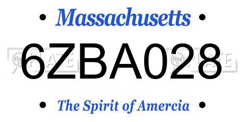 6ZBA028 Massachusetts License Plate