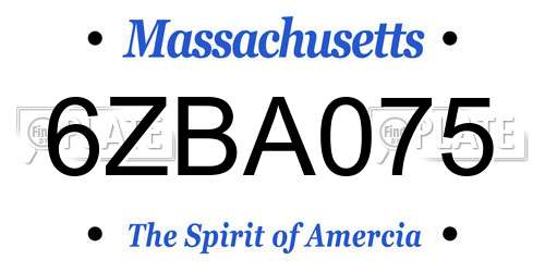 6ZBA075 Massachusetts License Plate