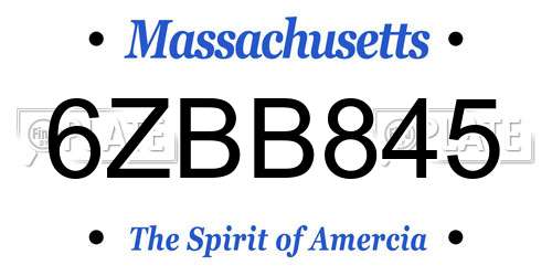 6ZBB845 Massachusetts License Plate