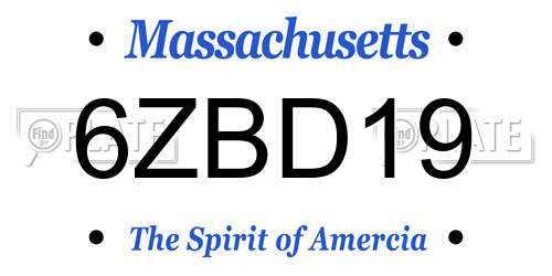 6ZBD19 Massachusetts License Plate