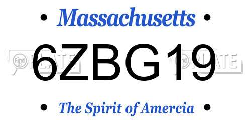 6ZBG19 Massachusetts License Plate