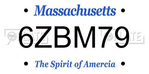 6ZBM79 Massachusetts License Plate