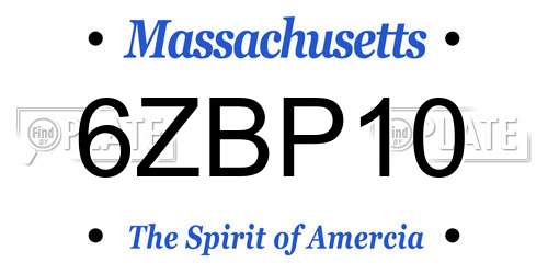 6ZBP10 Massachusetts License Plate