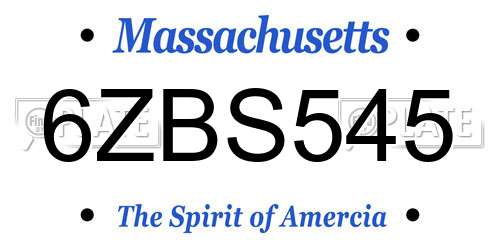 6ZBS545 Massachusetts License Plate