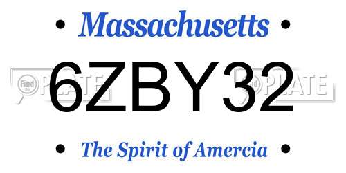 6ZBY32 Massachusetts License Plate