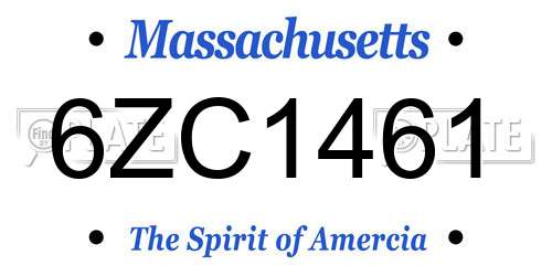 6ZC1461 Massachusetts License Plate
