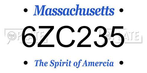 6ZC235 Massachusetts License Plate