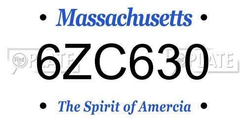 6ZC630 Massachusetts License Plate