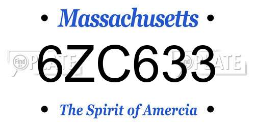 6ZC633 Massachusetts License Plate