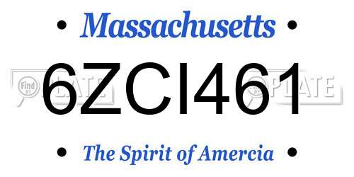 6ZCI461 Massachusetts License Plate