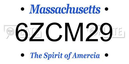 6ZCM29 Massachusetts License Plate