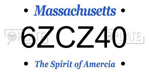 6ZCZ40 Massachusetts License Plate