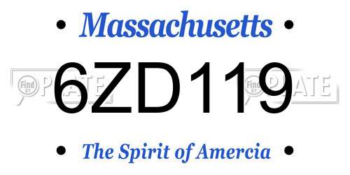 6ZD119 Massachusetts License Plate