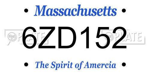 6ZD152 Massachusetts License Plate
