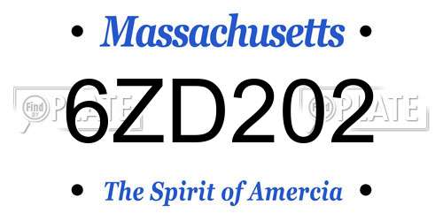 6ZD202 Massachusetts License Plate