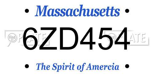 6ZD454 Massachusetts License Plate