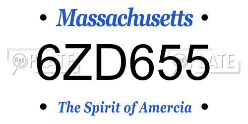 6ZD655 Massachusetts License Plate