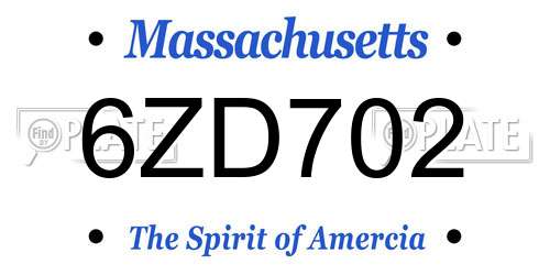 6ZD702 Massachusetts License Plate
