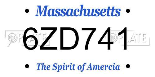 6ZD741 Massachusetts License Plate