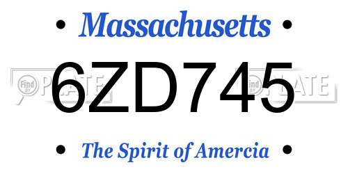6ZD745 Massachusetts License Plate